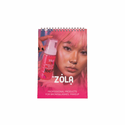 alt="Notebook Zola per lashmaker e brow artist – design Bubblegum"